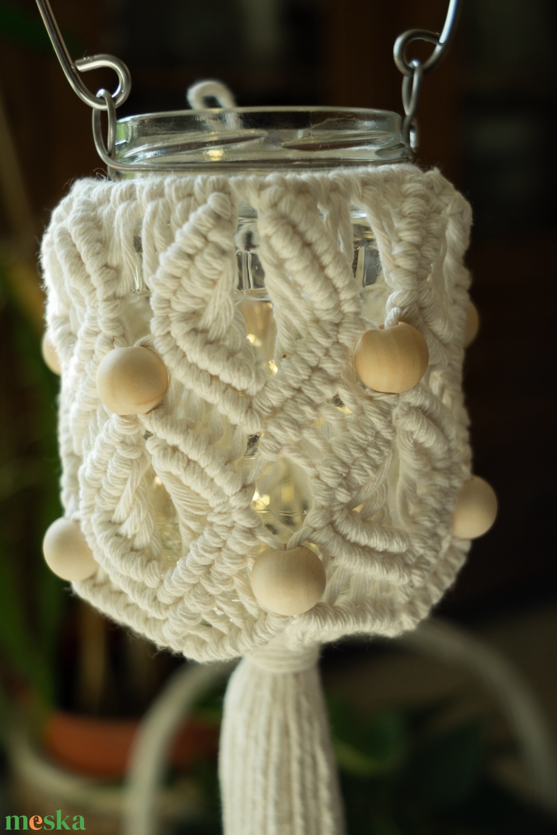 Makramé lámpás-mécsestartó - otthon & életmód - ház & kert - kerti lámpa - Meska.hu