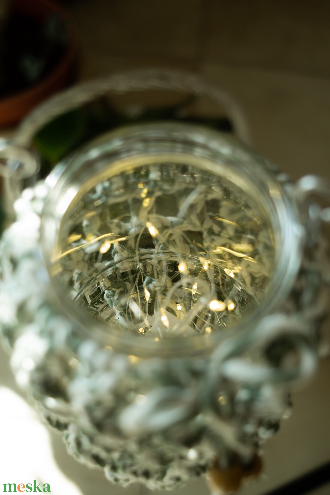 Makramé lámpás-mécsestartó - otthon & életmód - ház & kert - kerti lámpa - Meska.hu