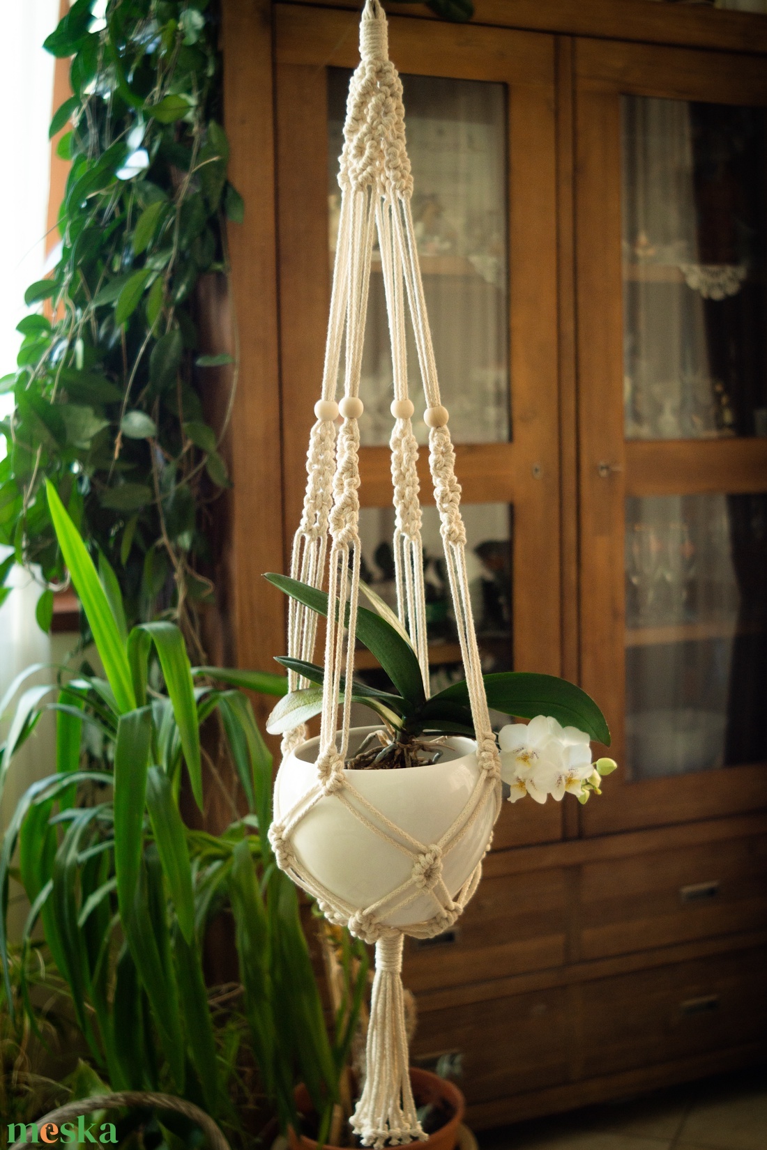  Makramé virágtartó  - otthon & életmód - virágdekoráció - virágtartó - függő virágtartó - Meska.hu