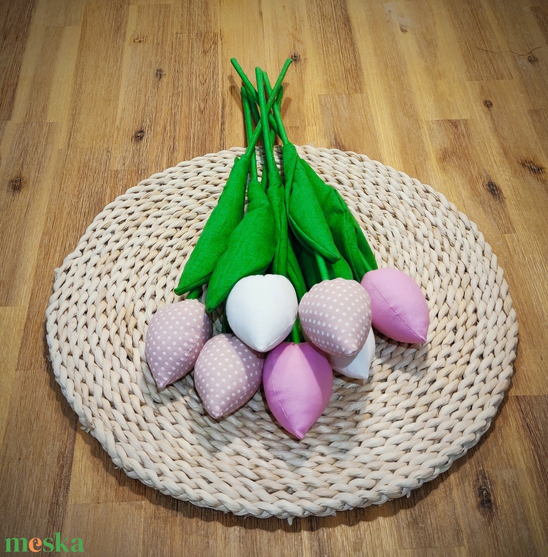 Textil tulipán csokor - otthon & lakás - dekoráció - asztal és polc dekoráció - asztaldísz - Meska.hu