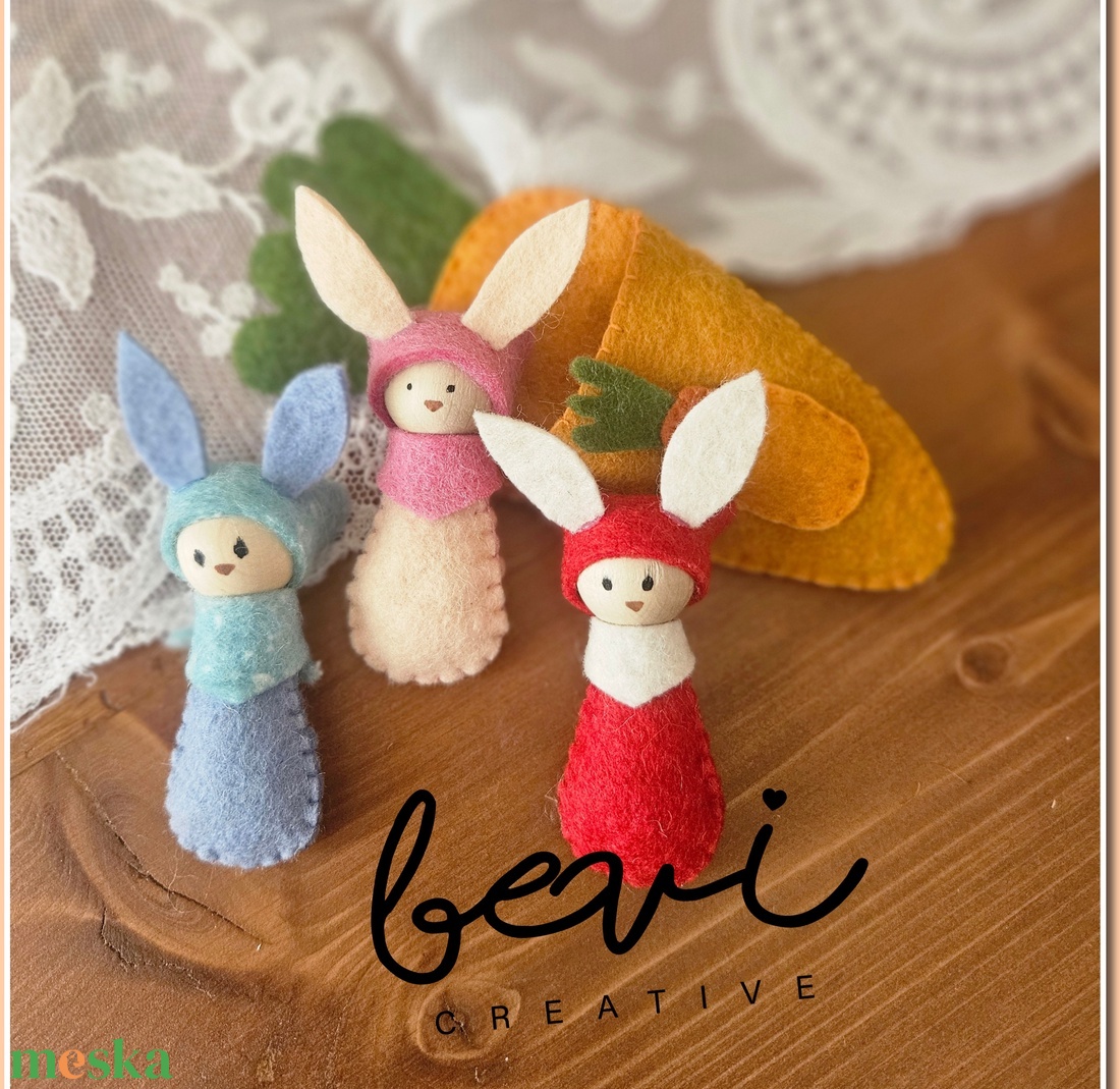 Gyapjúfilc húsvéti nyuszi pajti  - játék & sport - plüssállat & játékfigura - nyuszi - Meska.hu