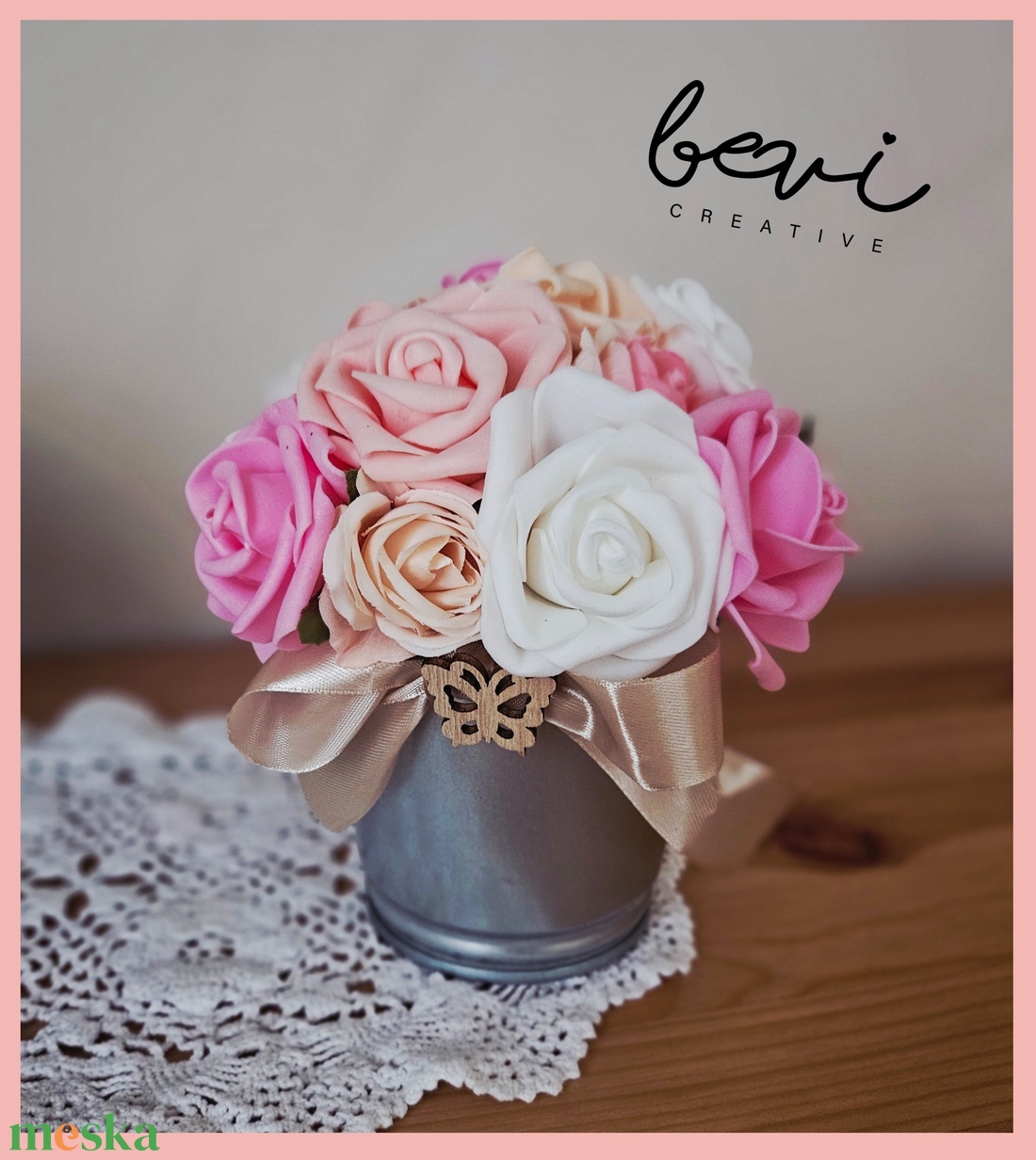 Rózsa asztaldísz, dekoráció  - otthon & életmód - virágdekoráció - virágok - virágcsokor - Meska.hu