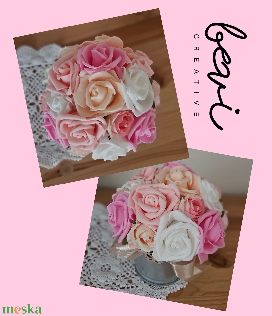 Rózsa asztaldísz, dekoráció  - otthon & életmód - virágdekoráció - virágok - virágcsokor - Meska.hu