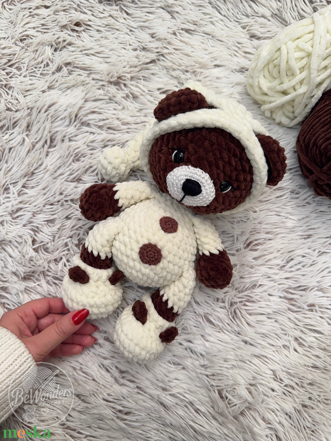 Horgolt Pizsamás maci plüss - a puha alvótárs - játék & sport - plüssállat & játékfigura - maci - Meska.hu