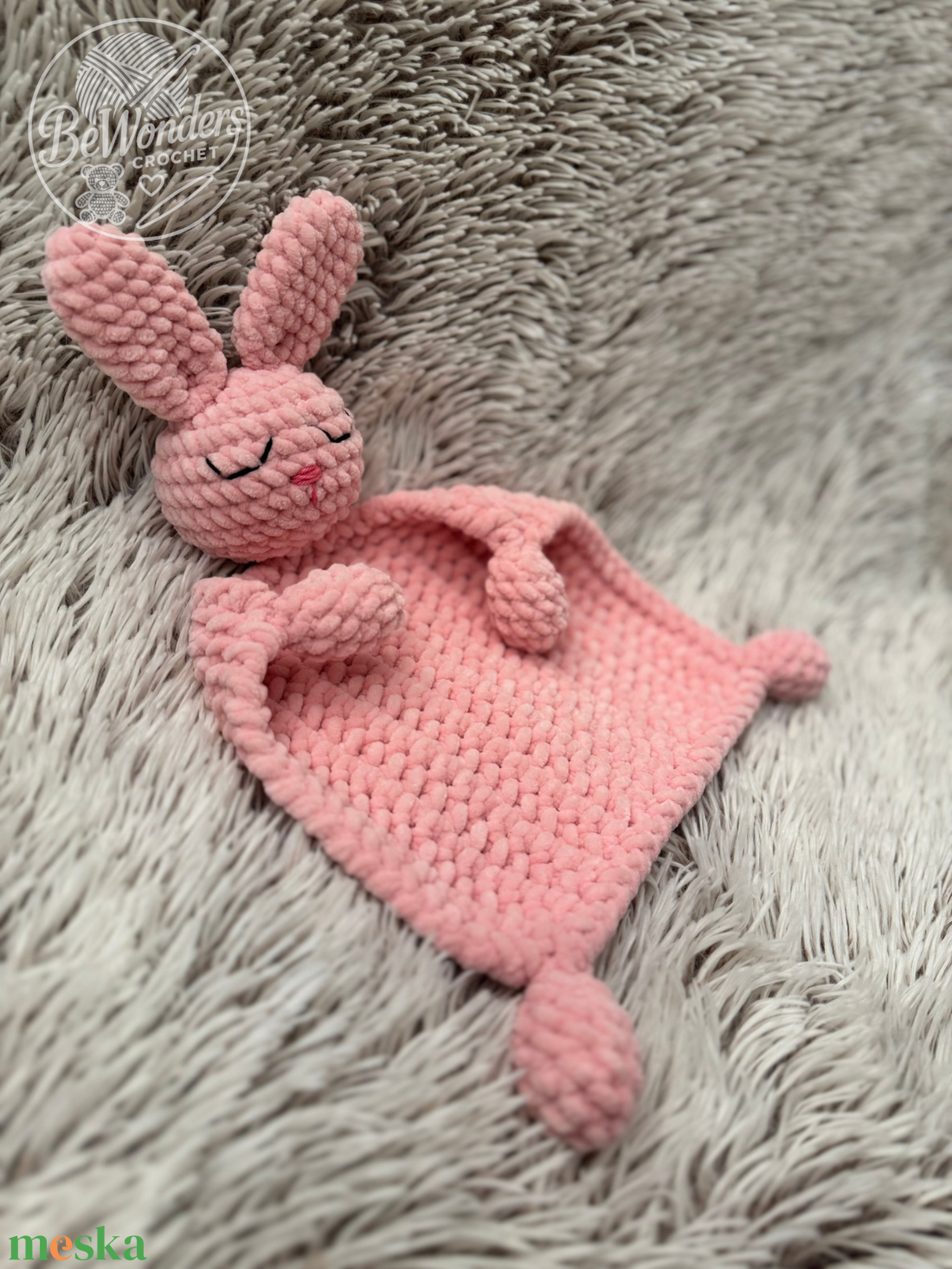 Horgolt nyuszi szundikendő - baba - mama - baba játékok - szundikendő, alvóka - Meska.hu