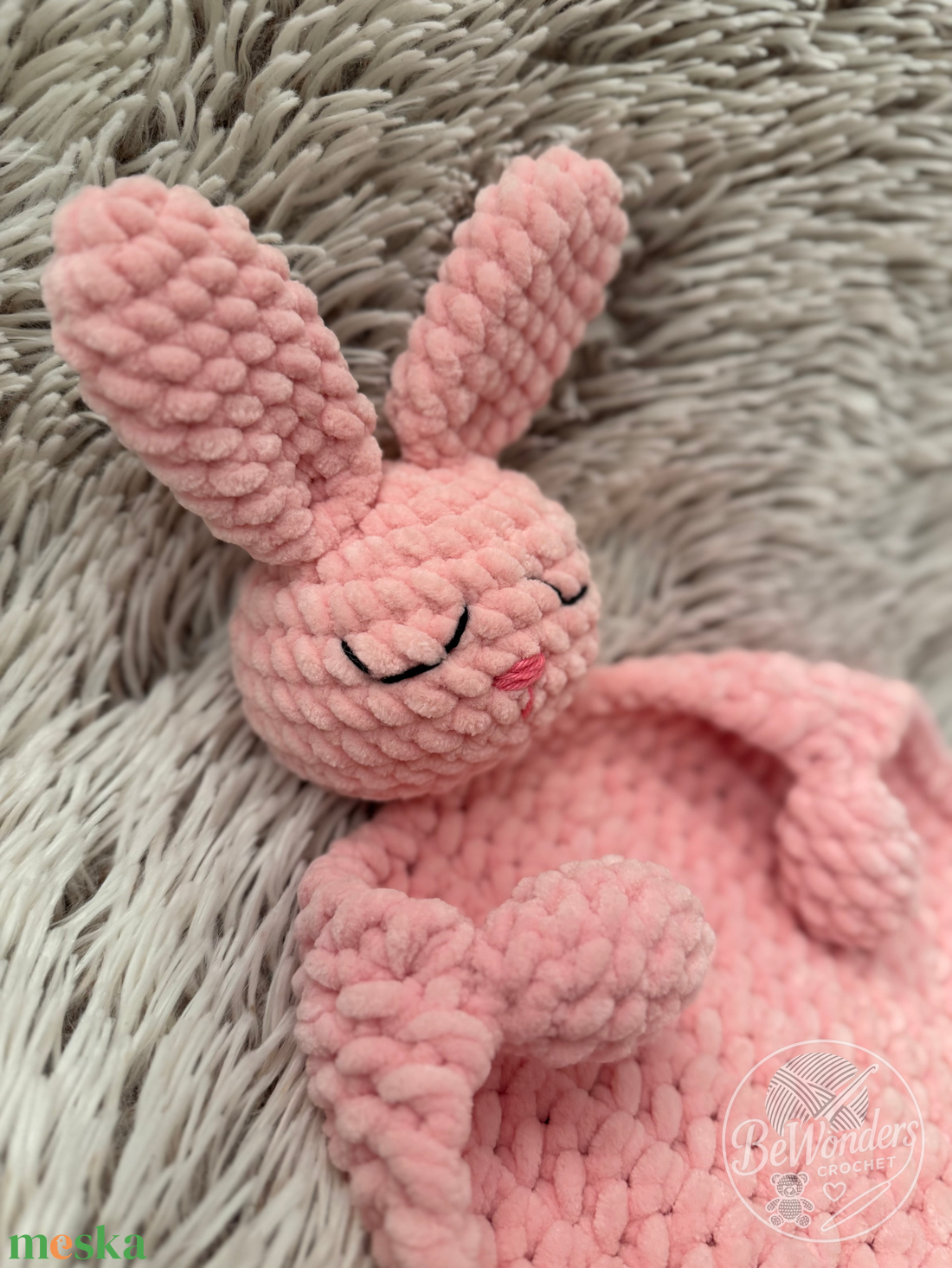 Horgolt nyuszi szundikendő - baba - mama - baba játékok - szundikendő, alvóka - Meska.hu