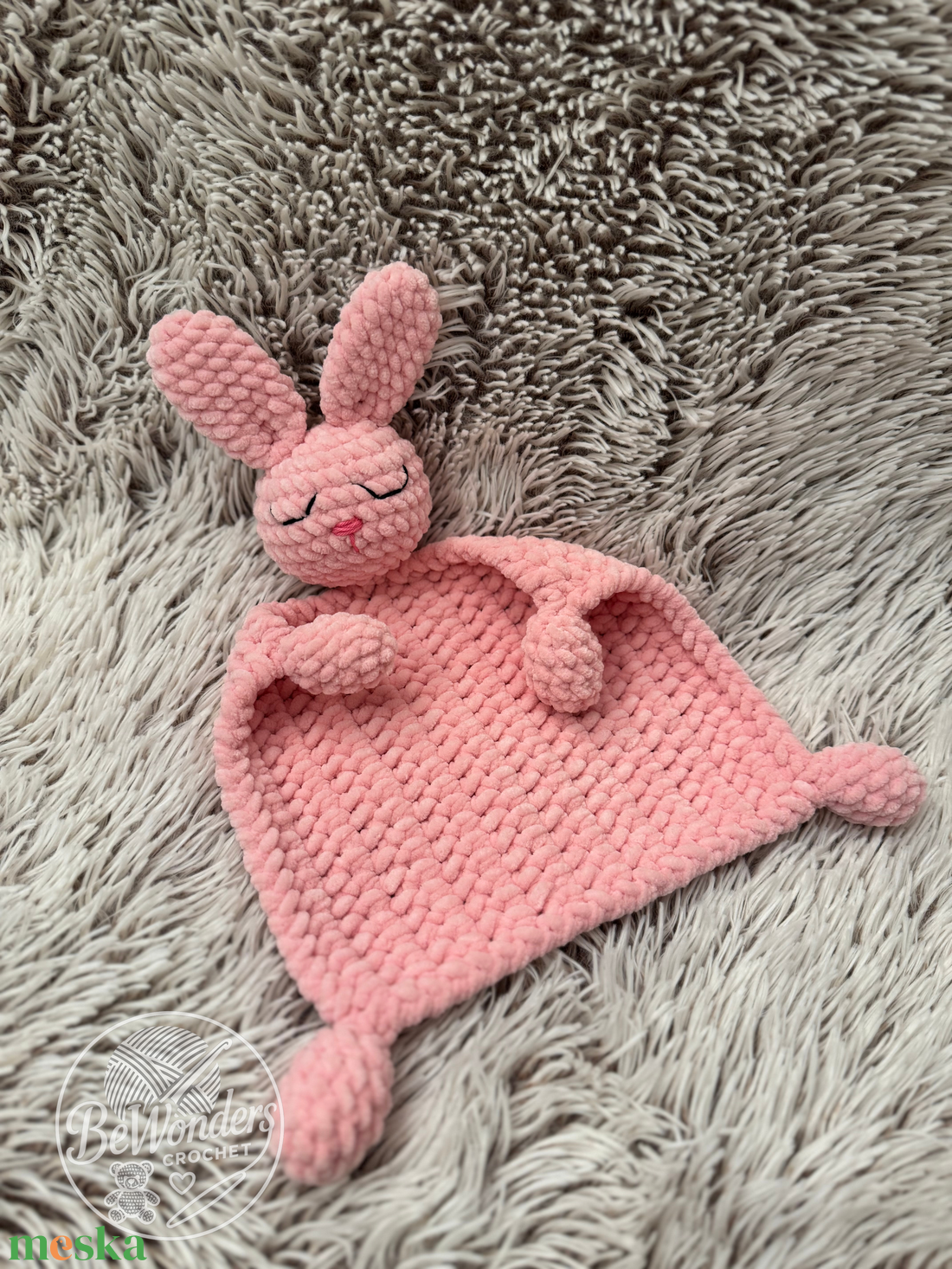 Horgolt nyuszi szundikendő - baba - mama - baba játékok - szundikendő, alvóka - Meska.hu