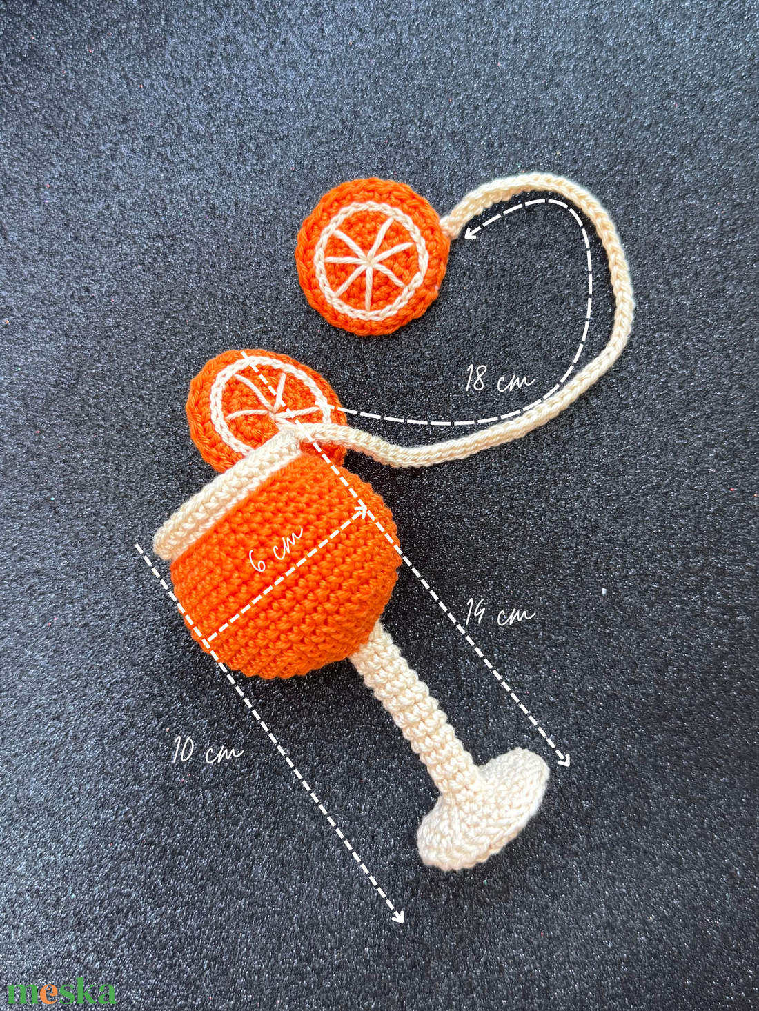 Horgolt Aperol Spritz táskadísz - táska & tok - kulcstartó & táskadísz - táskadísz - Meska.hu