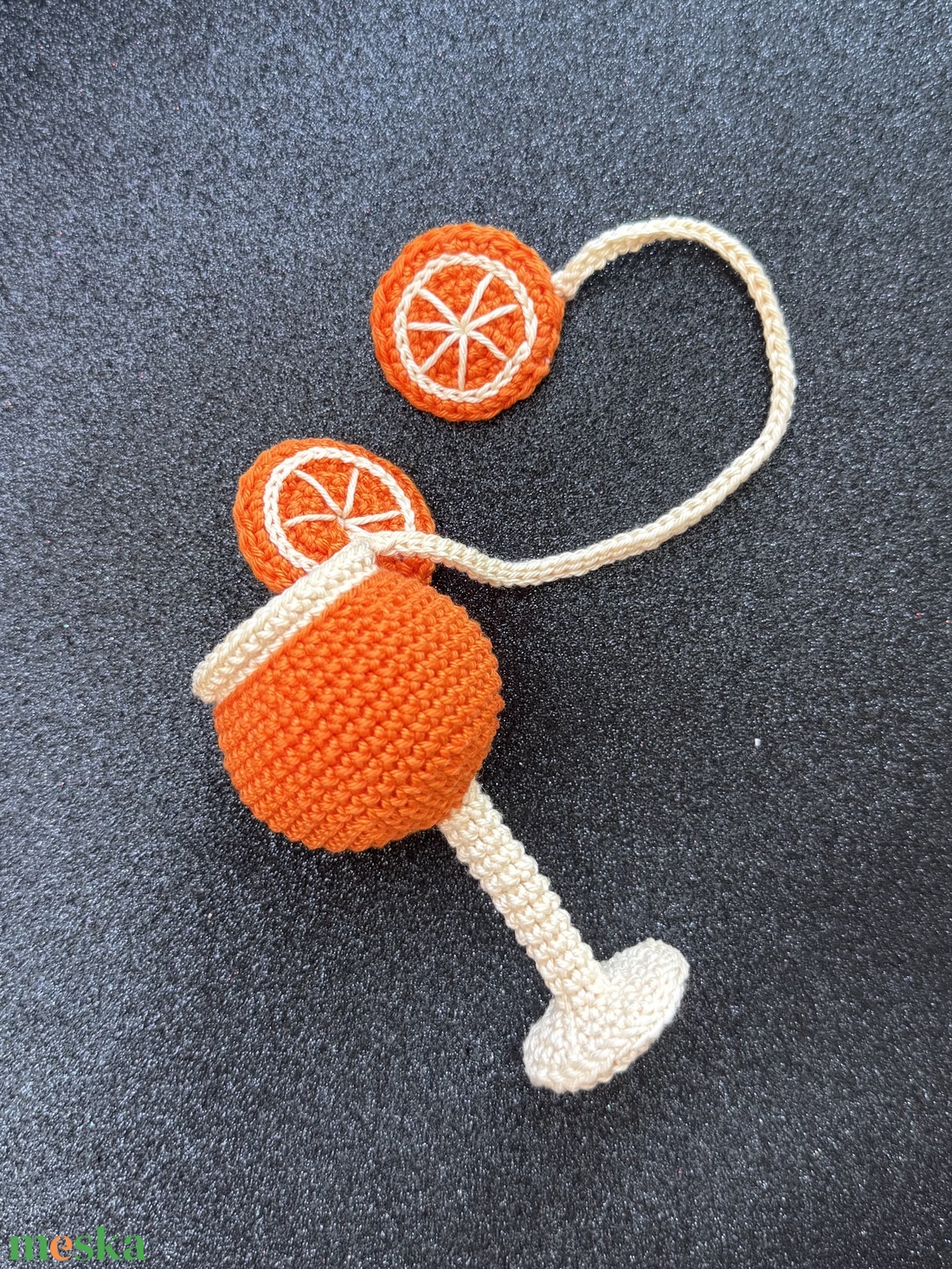 Horgolt Aperol Spritz táskadísz - táska & tok - kulcstartó & táskadísz - táskadísz - Meska.hu