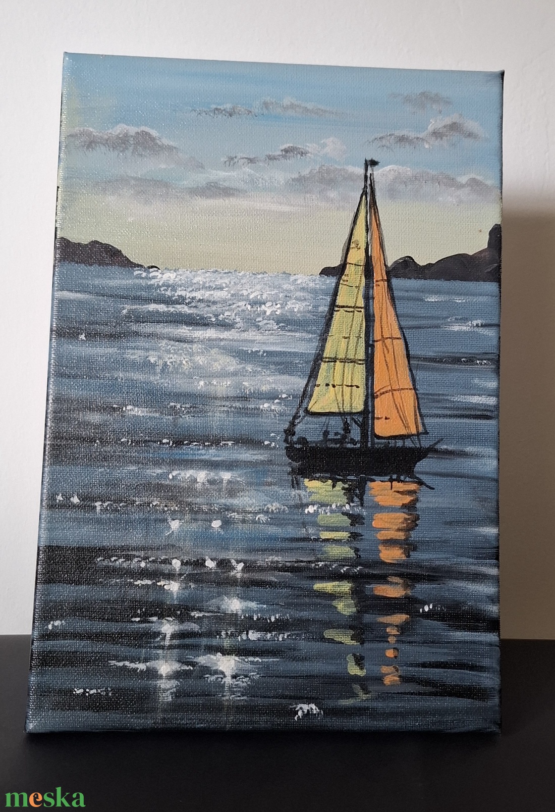 Vitorlás a vizen - művészet - festmény - akril - Meska.hu