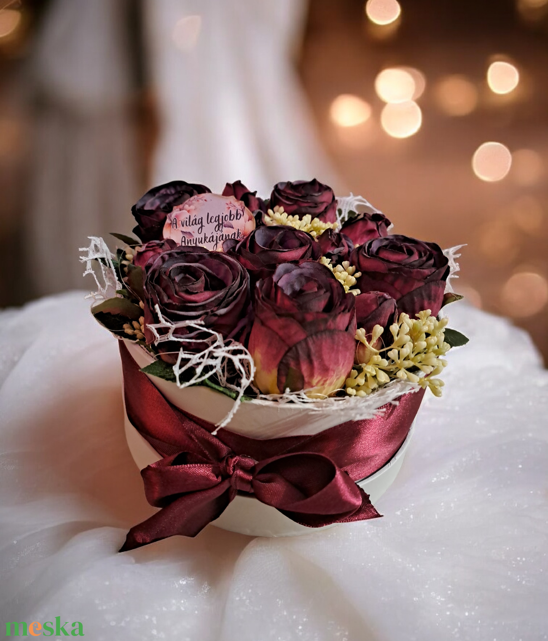 Rózsabox élethű rózsákkal - otthon & életmód - dekoráció - asztal és polc dekoráció - asztaldísz - Meska.hu