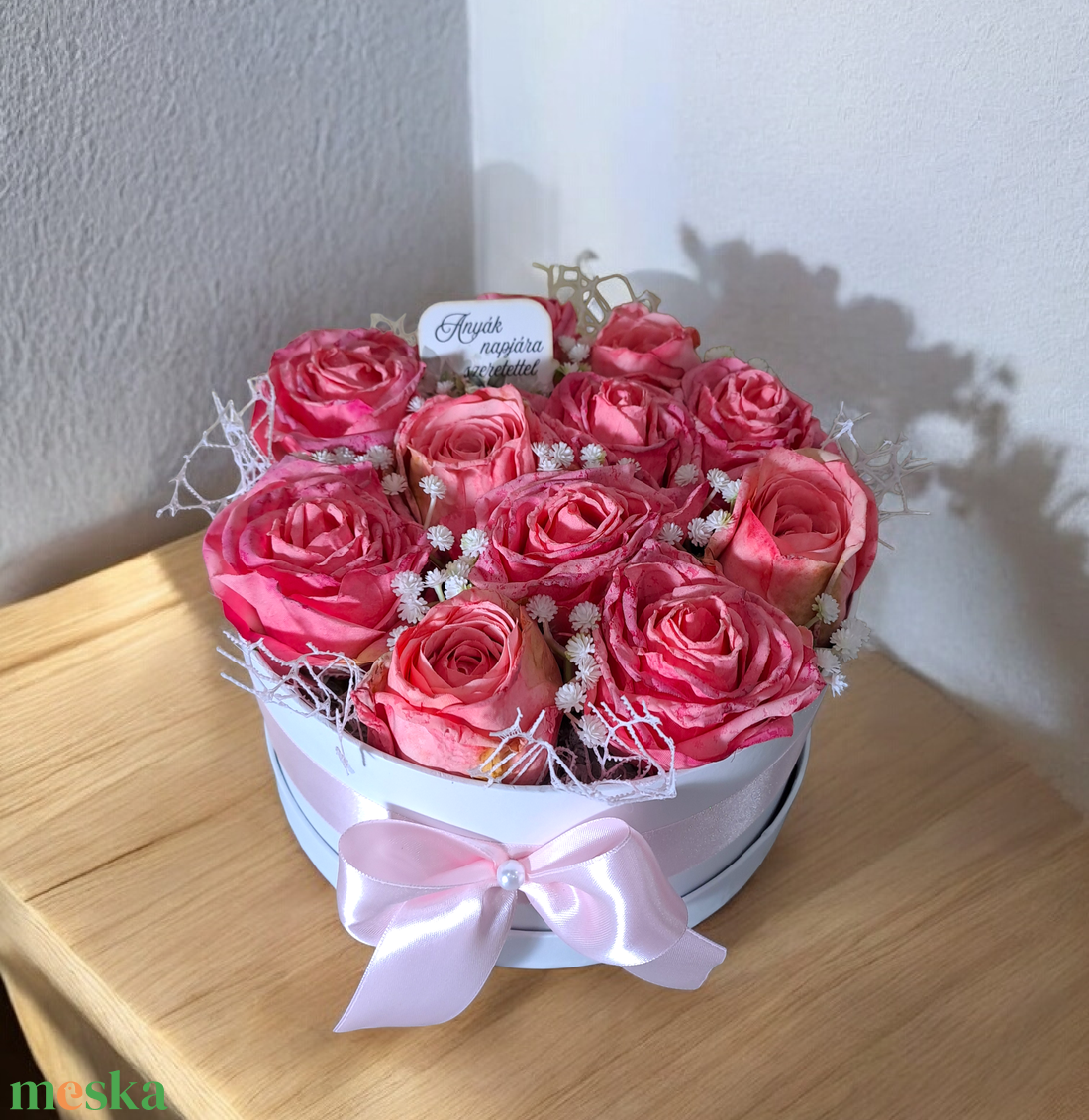 Rózsabox élethű rózsákkal - otthon & életmód - dekoráció - asztal és polc dekoráció - asztaldísz - Meska.hu