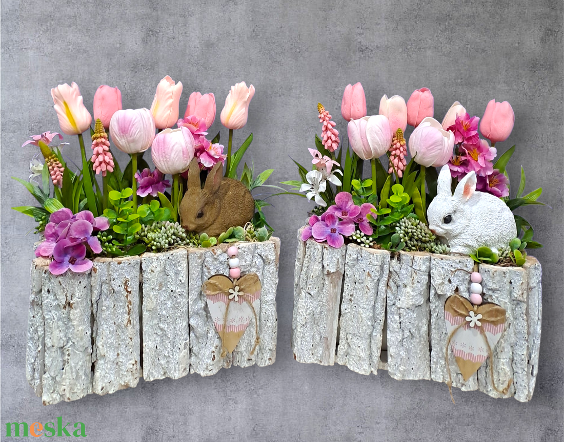 Nyuszi ül a fűben - ünnepi díszek, dekorációk - húsvéti díszek és dekorációk - húsvéti asztaldíszek - Meska.hu