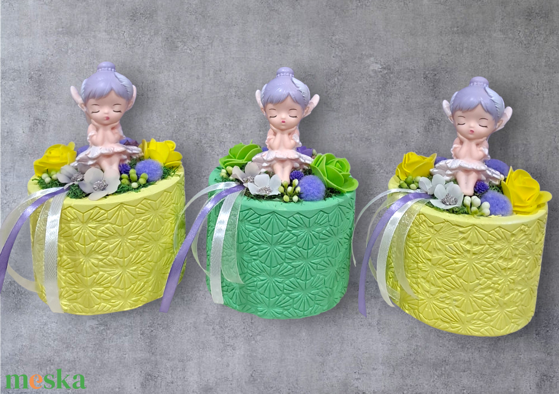 Tündérlányok kaspóban - otthon & életmód - virágdekoráció - virágdíszek - asztali virágdísz - Meska.hu