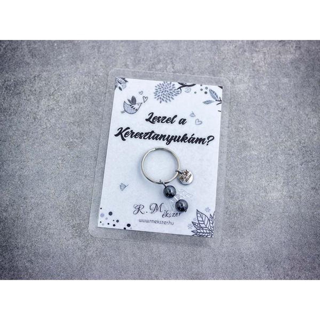 Leszel a Keresztanyukám kulcstartó hematittal - táska & tok - kulcstartó & táskadísz - kulcstartó - Meska.hu