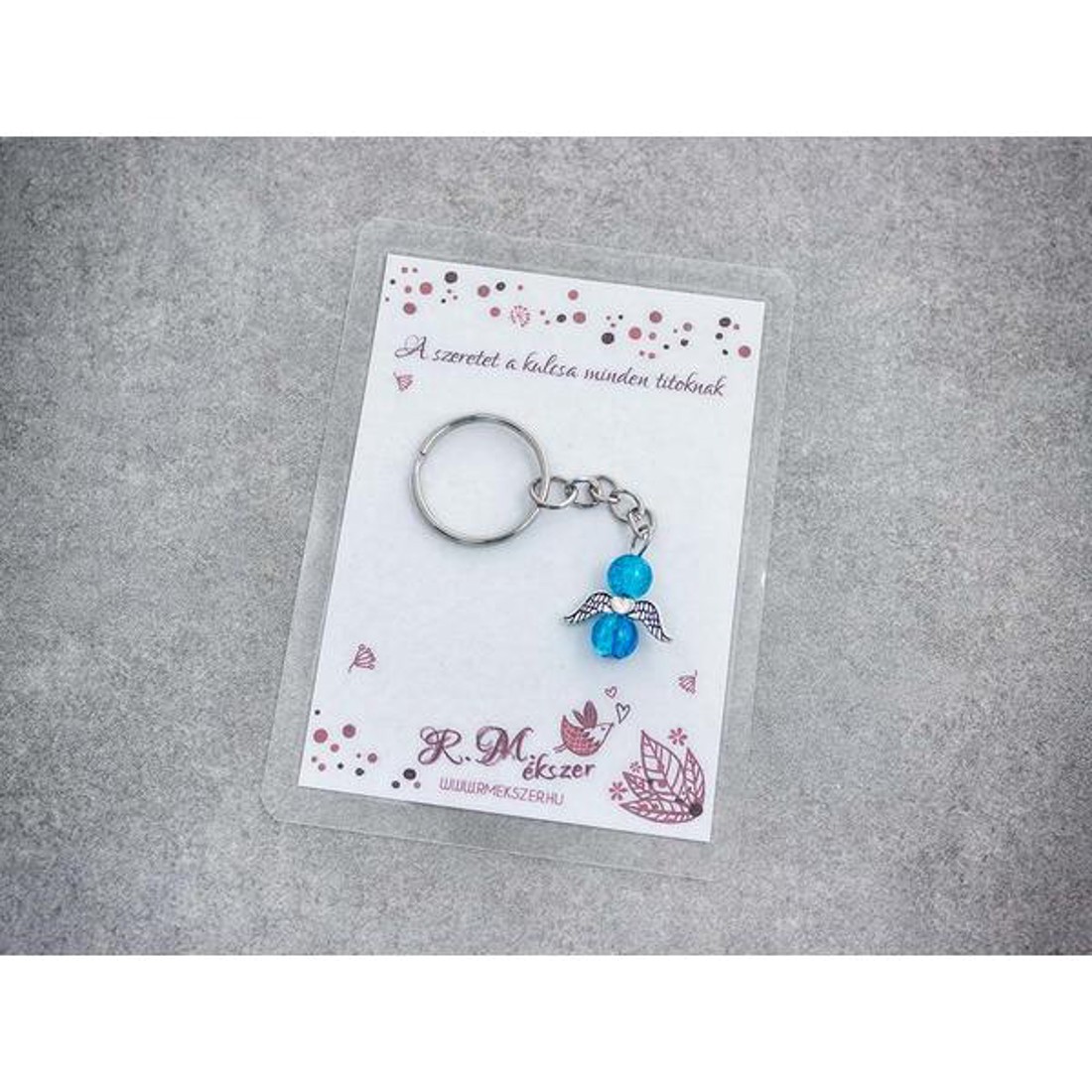 A szeretet a kulcsa kék angyal medálos kulcstartó - táska & tok - kulcstartó & táskadísz - kulcstartó - Meska.hu