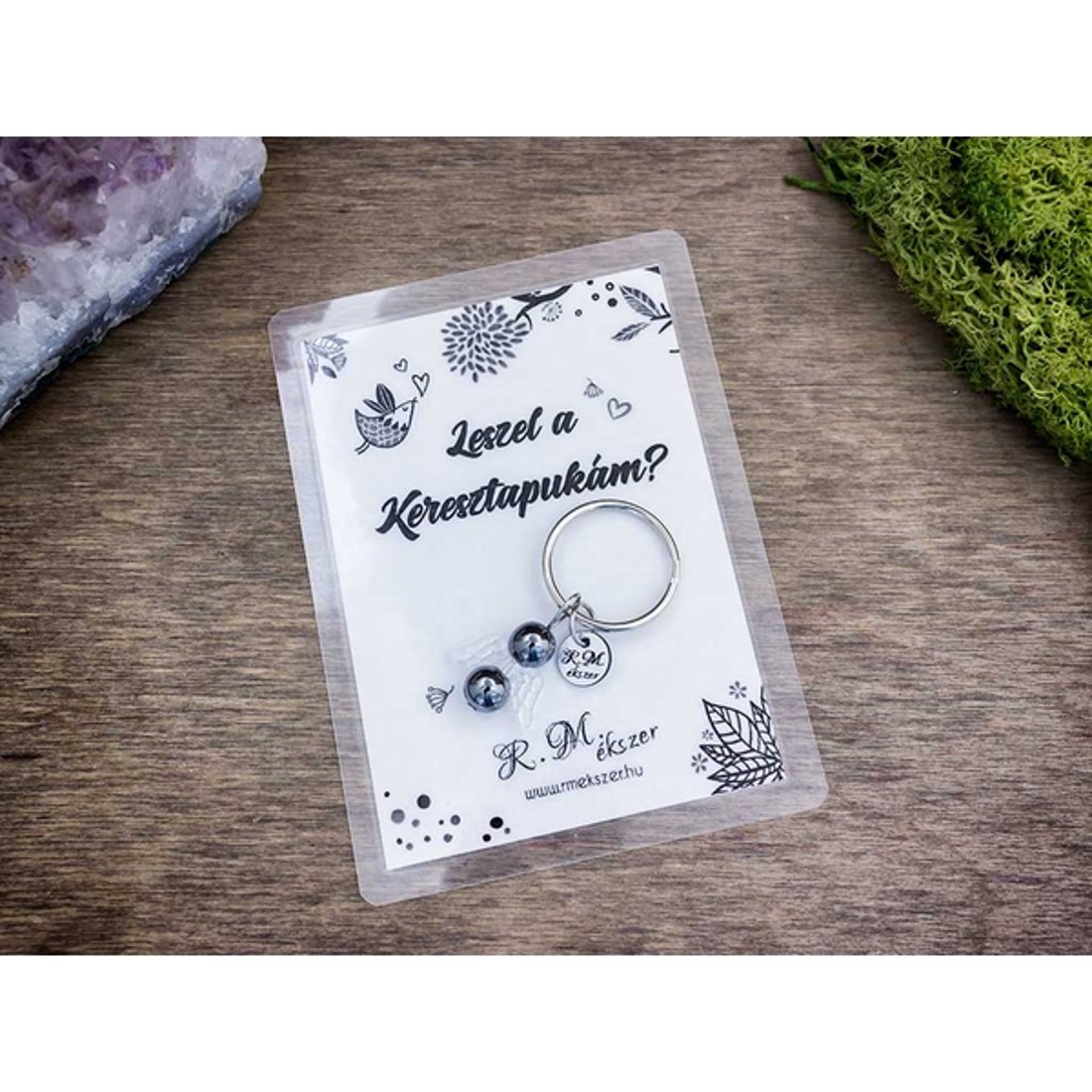 Leszel a Keresztapukám kulcstartó hematittal - táska & tok - kulcstartó & táskadísz - kulcstartó - Meska.hu