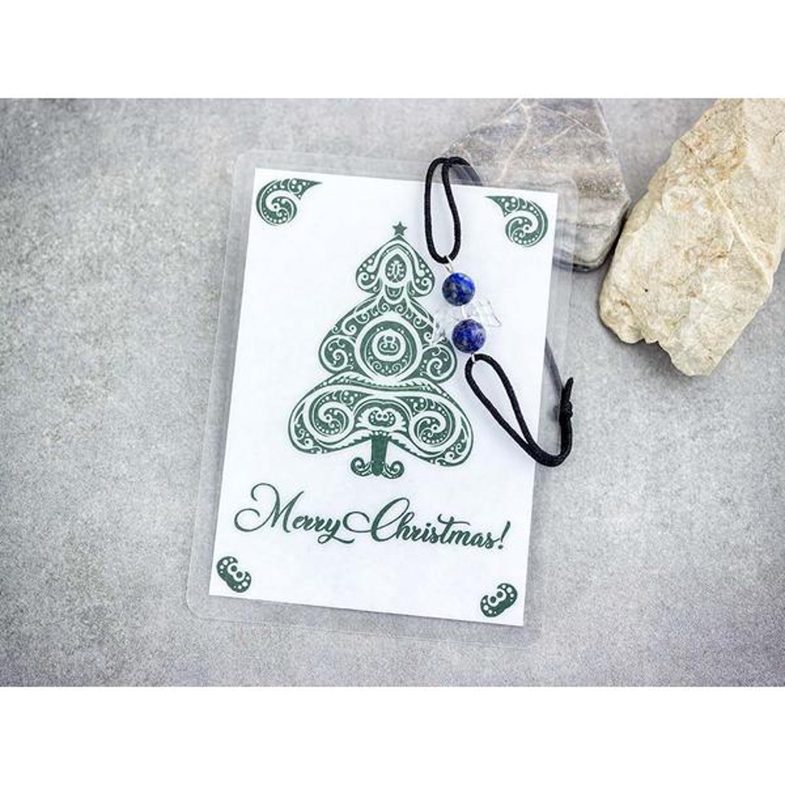 Merry Christmas lazurit angyal karkötő - ékszer - karkötő - karkötő medállal - Meska.hu