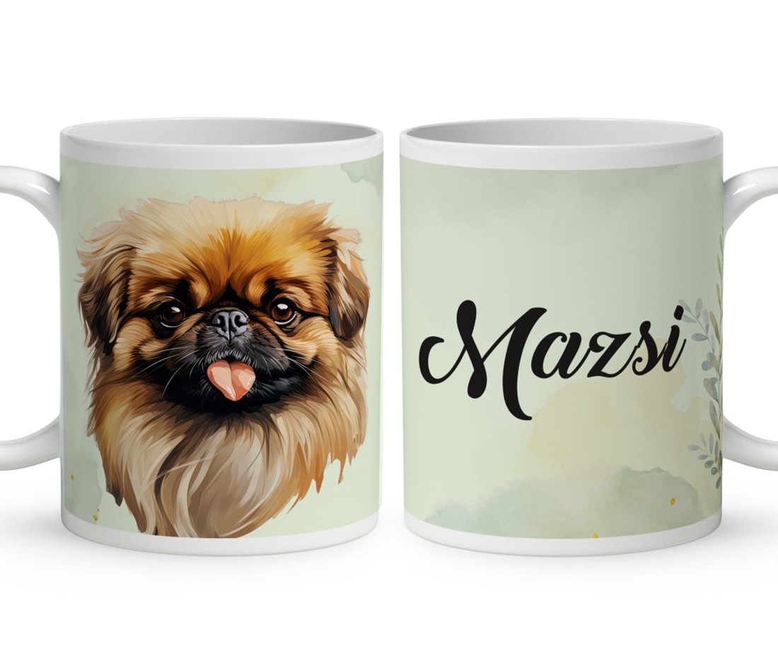 Névvel kérhető - Barna pekingi palotakutya portré mintás bögre - otthon & életmód - konyhafelszerelés, tálalás - tálalás - bögre & csésze - Meska.hu