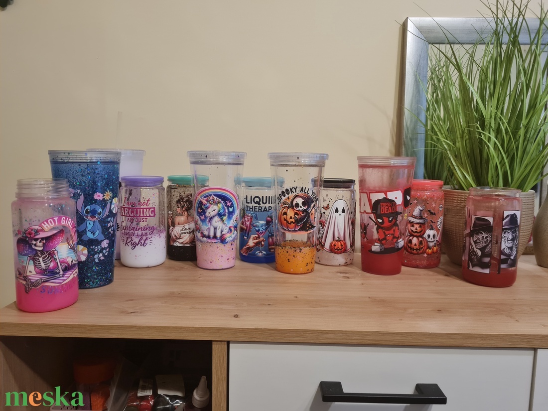 Snowglobe pohár 18 oz - diy (csináld magad) - szabásminta, útmutató - kötésminták - Meska.hu