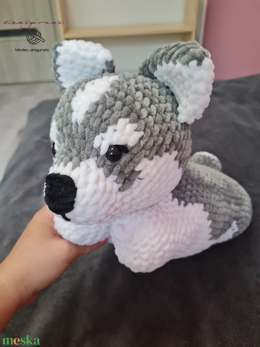 Nagy horgolt husky plüss - játék & sport - plüssállat & játékfigura - kutya - Meska.hu