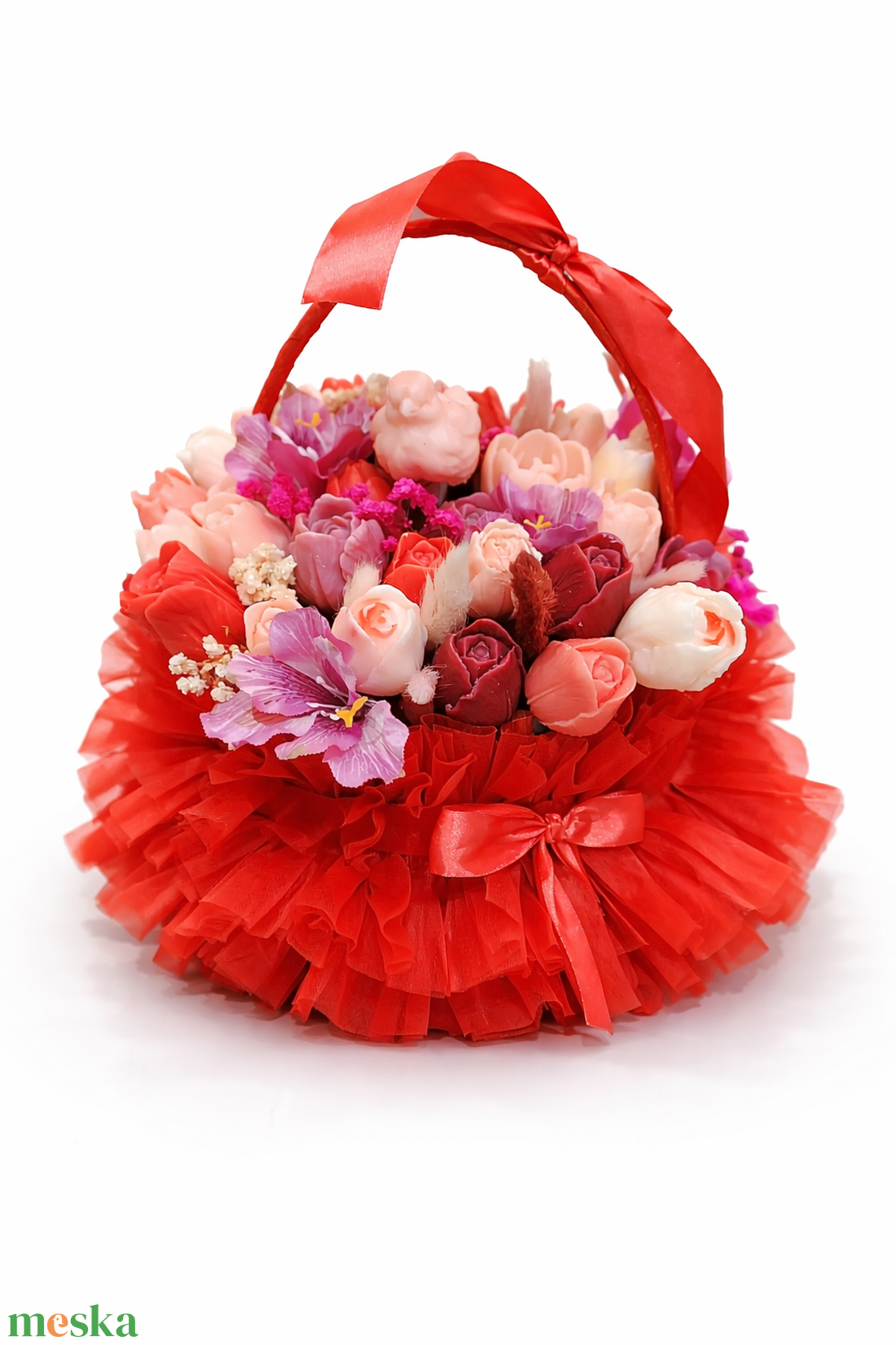 Viasz tulipános kosár - otthon & életmód - dekoráció - asztal és polc dekoráció - asztaldísz - Meska.hu