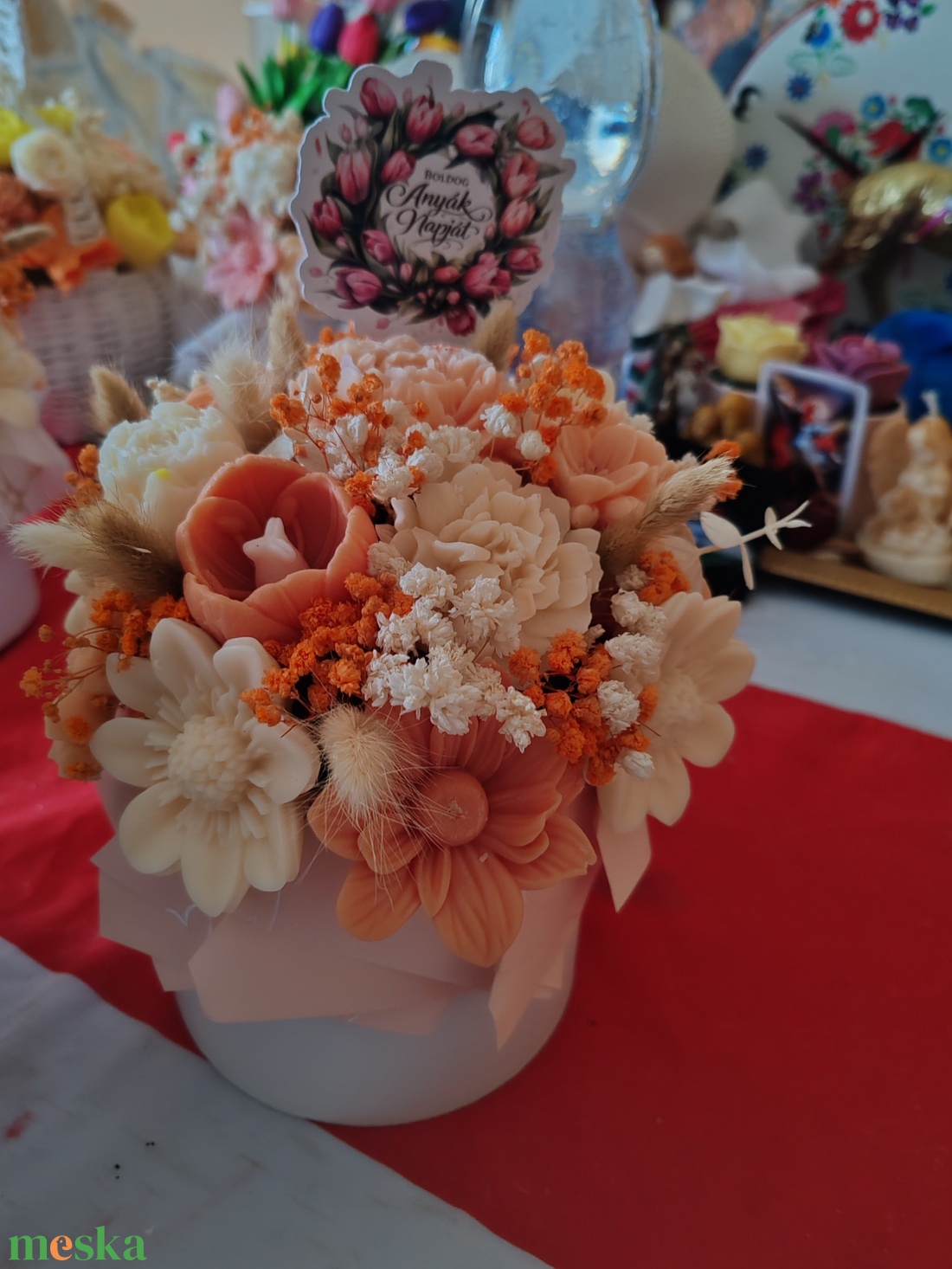 Illatos viaszvirág box - kellékek & szerszámok - dekorációs kellékek - dekorációs gyertya - Meska.hu