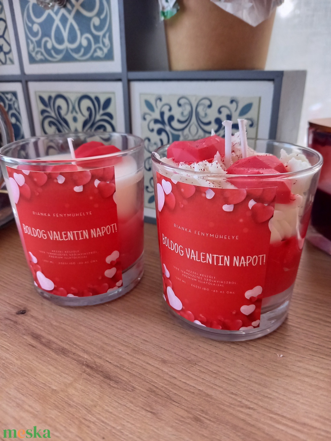 Valentin napi szójaviaszgyertya - otthon & életmód - gyertya, illat, aroma - gyertya - Meska.hu