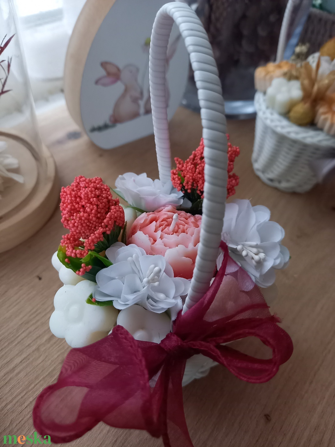 Szójaviasz virágkosár - otthon & életmód - gyertya, illat, aroma - illatviasz - Meska.hu