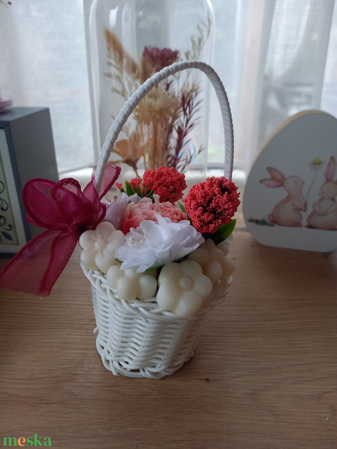 Szójaviasz virágkosár - otthon & életmód - gyertya, illat, aroma - illatviasz - Meska.hu