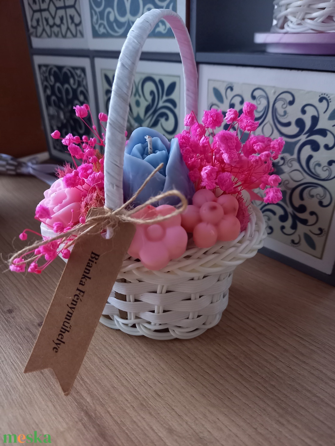 Illatviasz virágkosár - otthon & életmód - virágdekoráció - virágdíszek - asztali virágdísz - Meska.hu