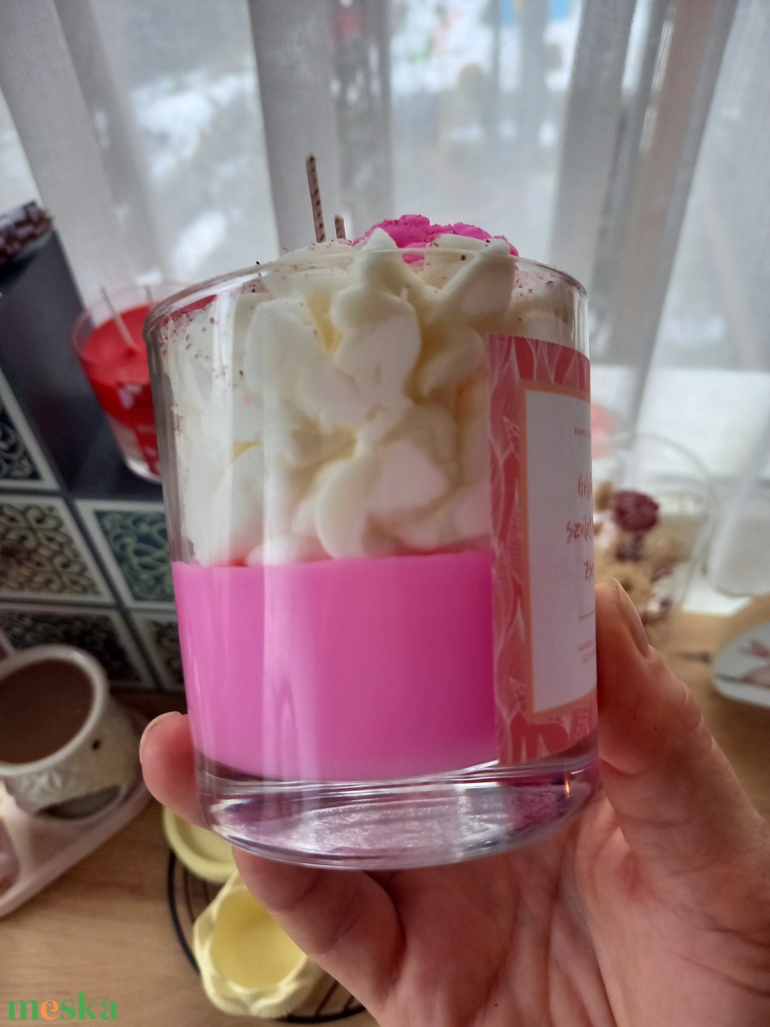 Mandulás macaron szójaviaszgyertya - otthon & életmód - gyertya, illat, aroma - gyertya - Meska.hu