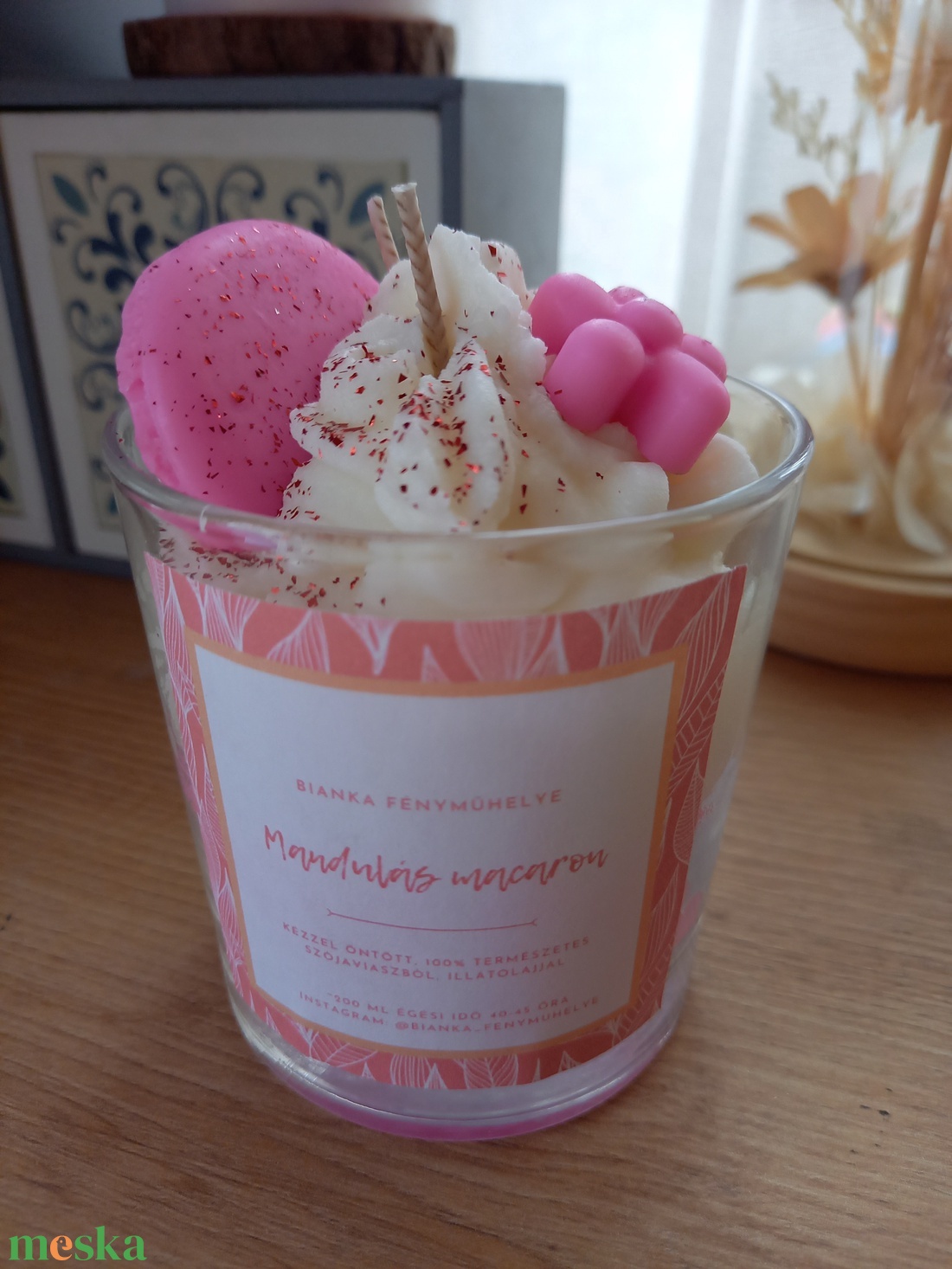 Mandulás macaron szójaviaszgyertya - otthon & életmód - gyertya, illat, aroma - gyertya - Meska.hu