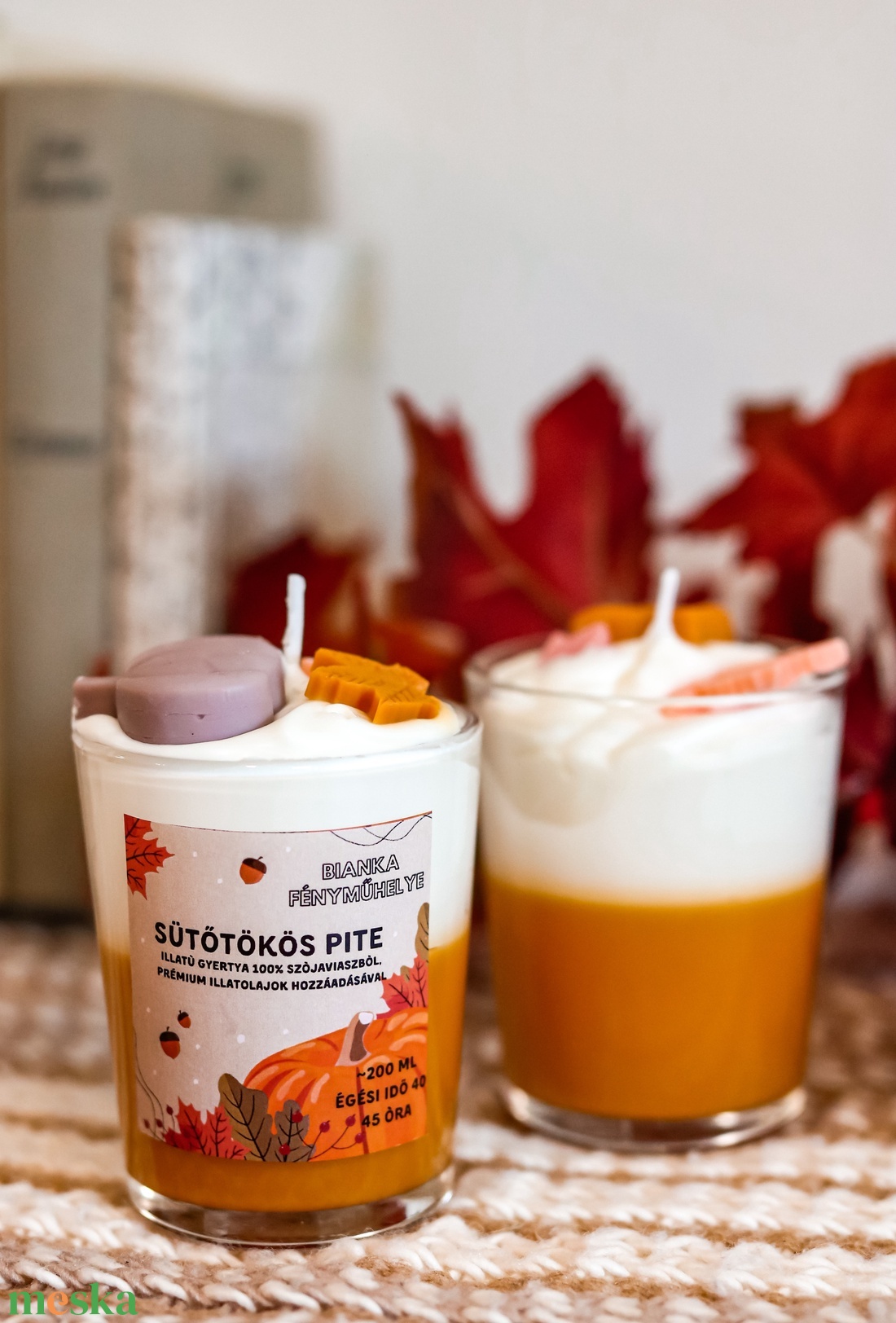 Sütőtökös pite illatú szójaviaszgyertya - otthon & életmód - gyertya, illat, aroma - gyertya - Meska.hu