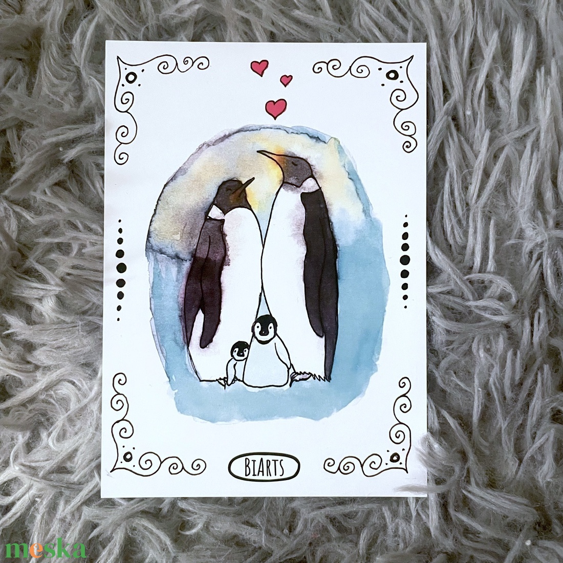 Pingvines képeslap - otthon & életmód - papír, írószer - ajándékozás kellékei - képeslap, üdvözlőlap - Meska.hu