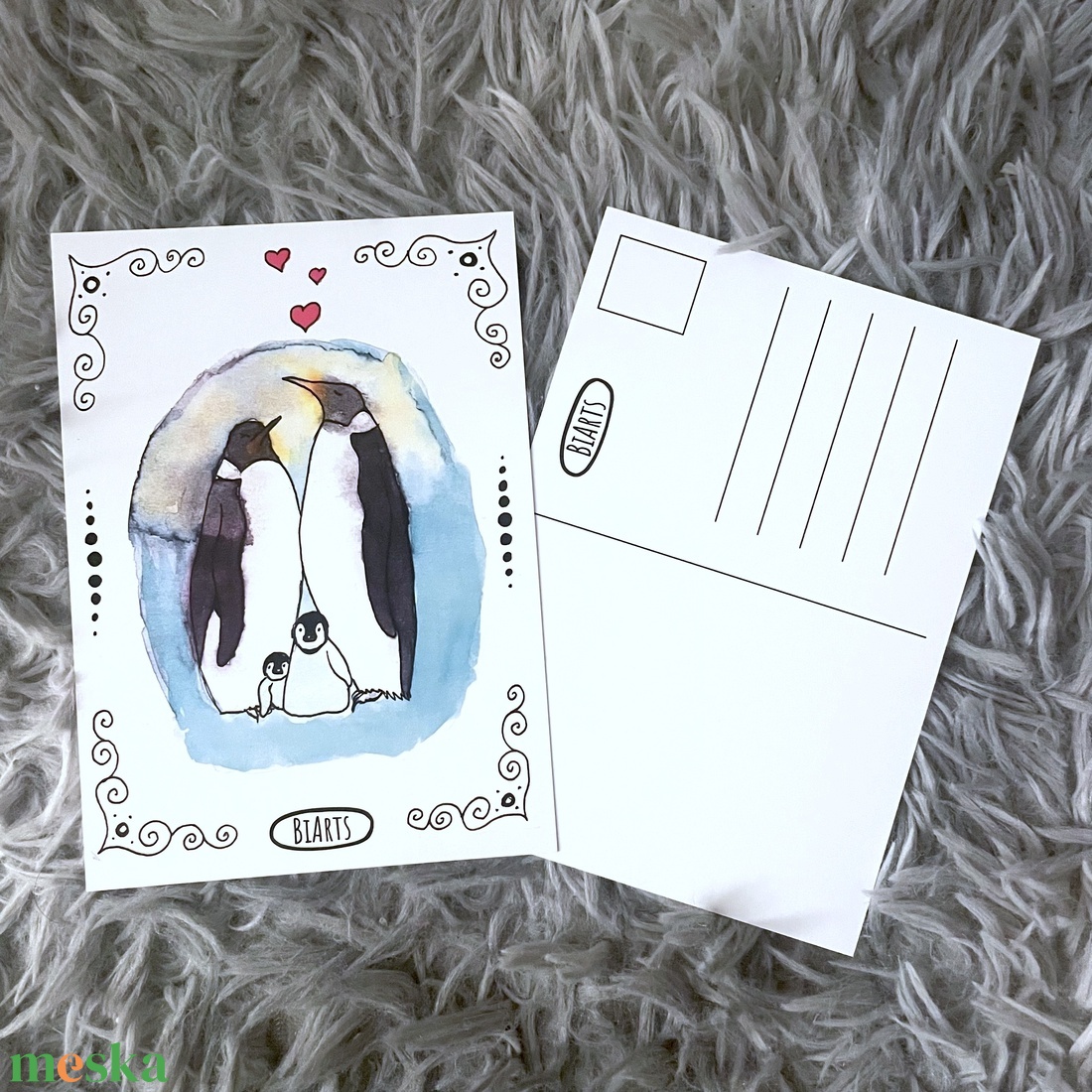 Pingvines képeslap - otthon & életmód - papír, írószer - ajándékozás kellékei - képeslap, üdvözlőlap - Meska.hu