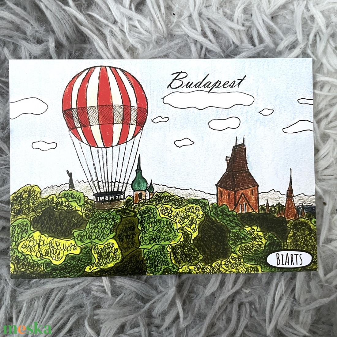 Budapest Városliget hőlégballon képeslap - otthon & életmód - papír, írószer - ajándékozás kellékei - képeslap, üdvözlőlap - Meska.hu