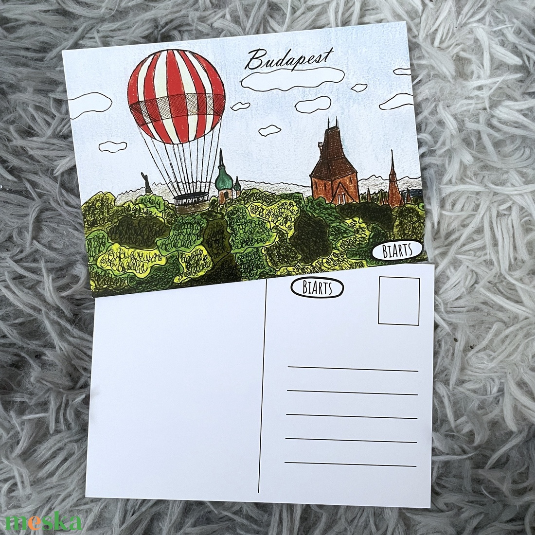 Budapest Városliget hőlégballon képeslap - otthon & életmód - papír, írószer - ajándékozás kellékei - képeslap, üdvözlőlap - Meska.hu
