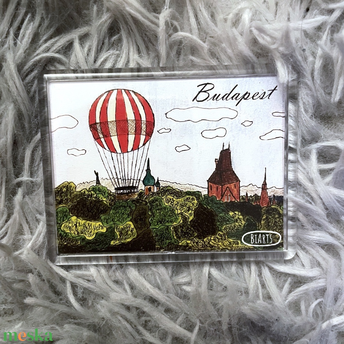 Budapest Városliget hőlégballon mágnes - otthon & életmód - konyhafelszerelés, tálalás - konyhai dekoráció - hűtőmágnes - Meska.hu