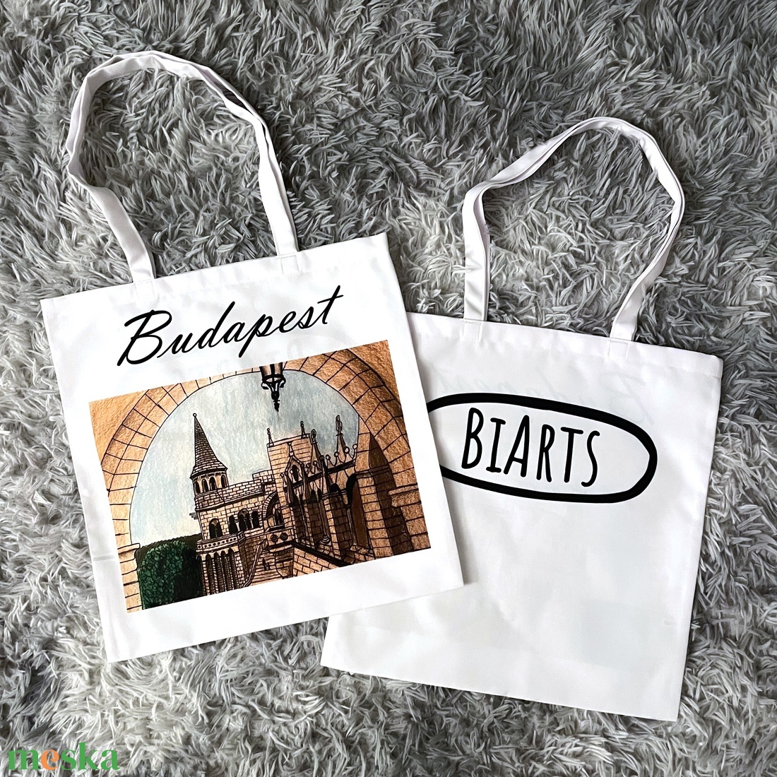 Budapest Halászbástya textilszatyor - táska & tok - bevásárlás & shopper táska - shopper, textiltáska, szatyor - Meska.hu