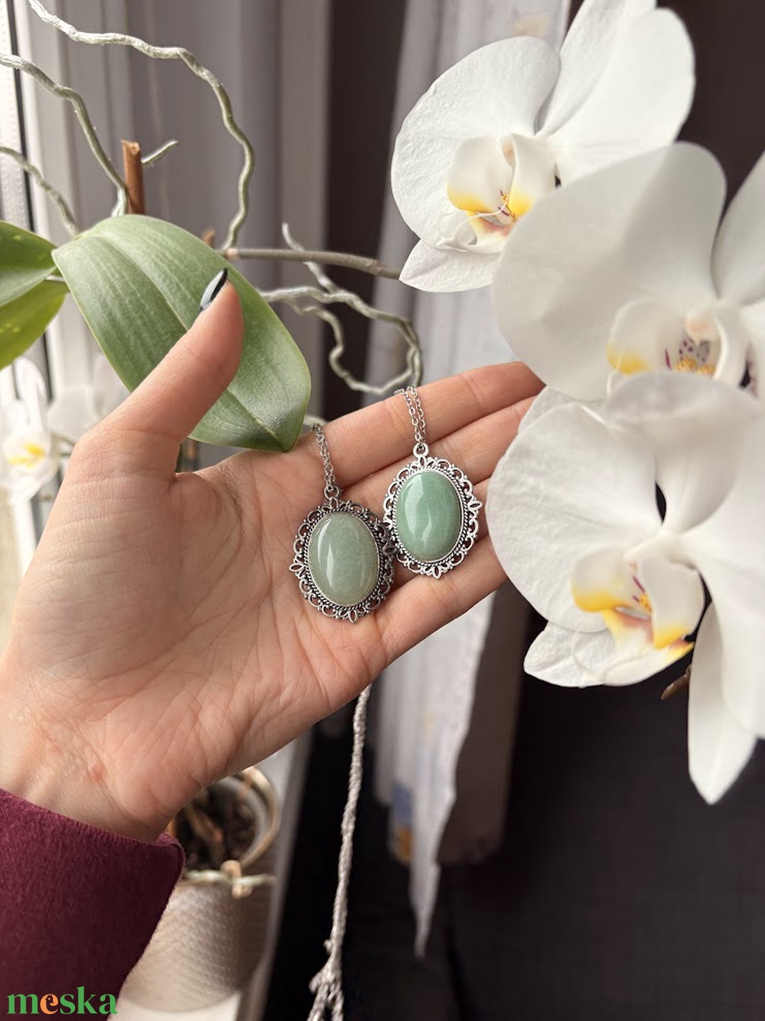 Aventurin nyaklánc - ékszer - nyaklánc - medálos nyaklánc - Meska.hu