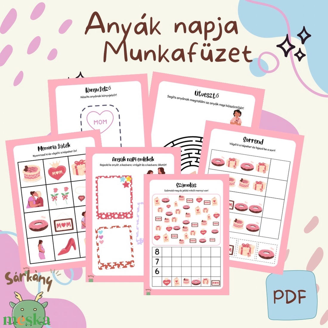 Anyák Napi Munkafüzet - játék & sport - készségfejlesztő és logikai játék - oktató játékok - Meska.hu