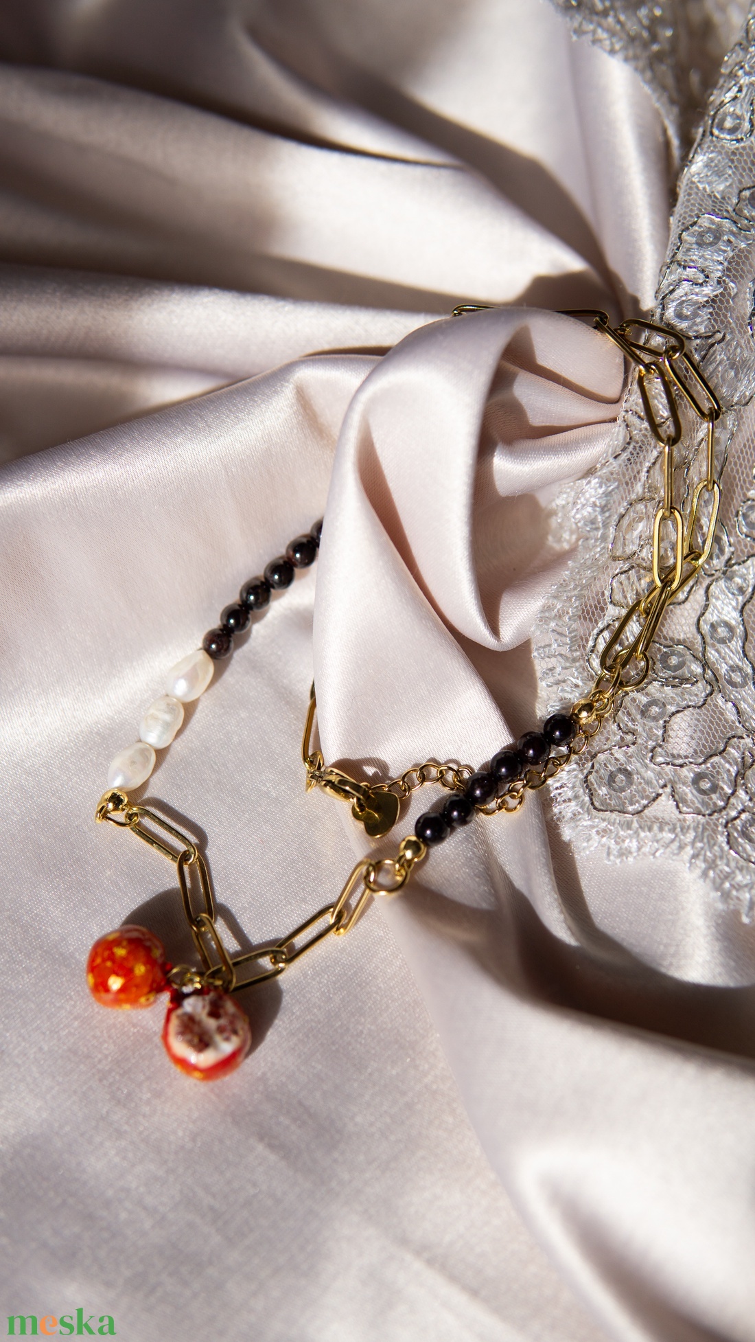 Gránátalmás nemesacél nyaklánc - ékszer - nyaklánc - gyöngyös nyaklánc - Meska.hu Gránátalmás nemesacél nyaklánc - ékszer - nyaklánc - gyöngyös nyaklánc - Meska.hu