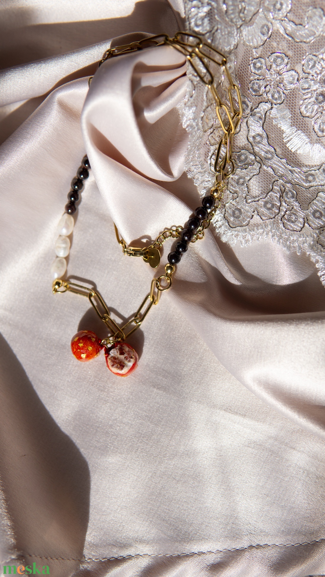 Gránátalmás nemesacél nyaklánc - ékszer - nyaklánc - gyöngyös nyaklánc - Meska.hu Gránátalmás nemesacél nyaklánc - ékszer - nyaklánc - gyöngyös nyaklánc - Meska.hu