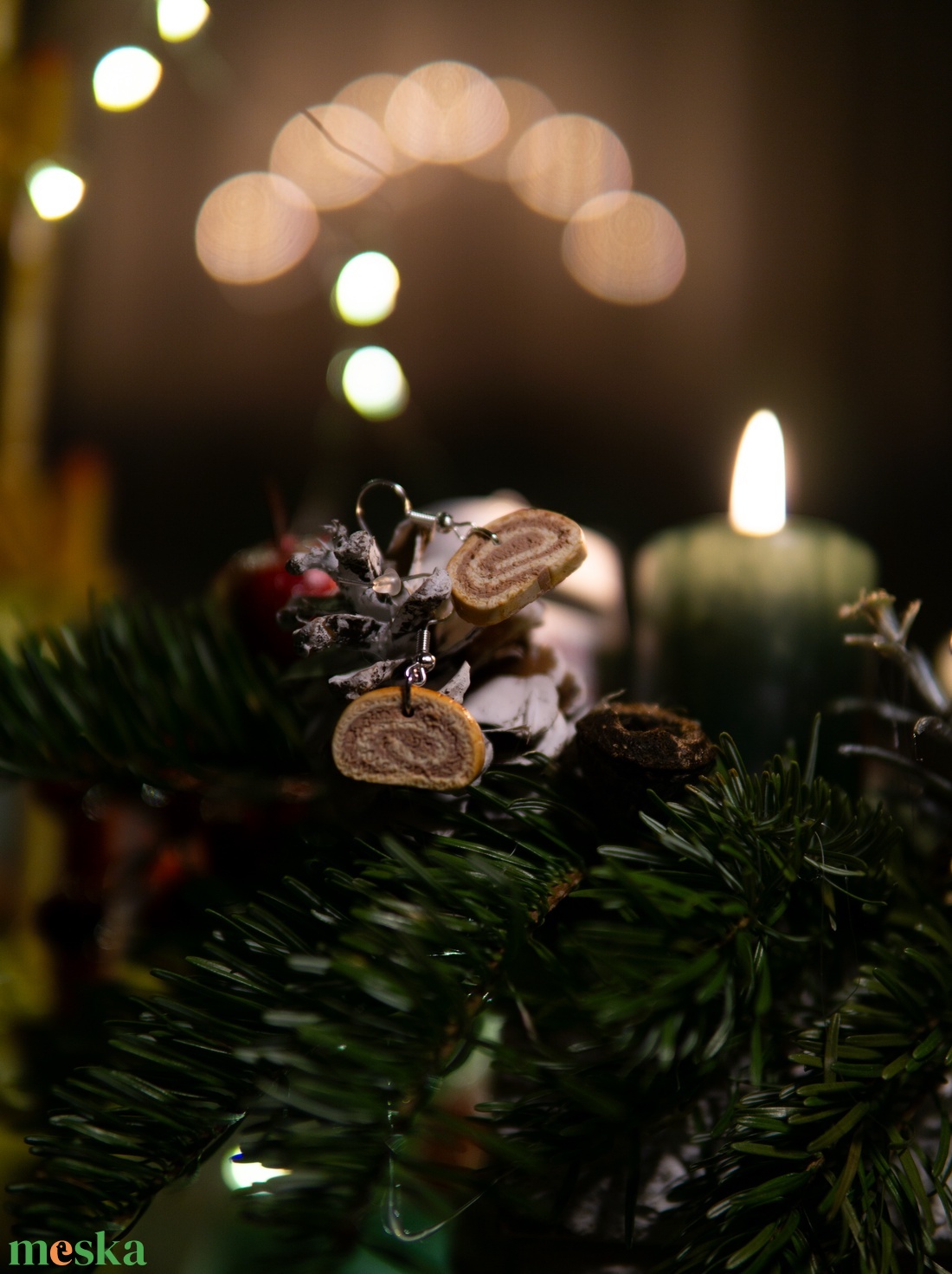 Diós bejgli fülbevaló - ékszer - fülbevaló - fülékszer - Meska.hu