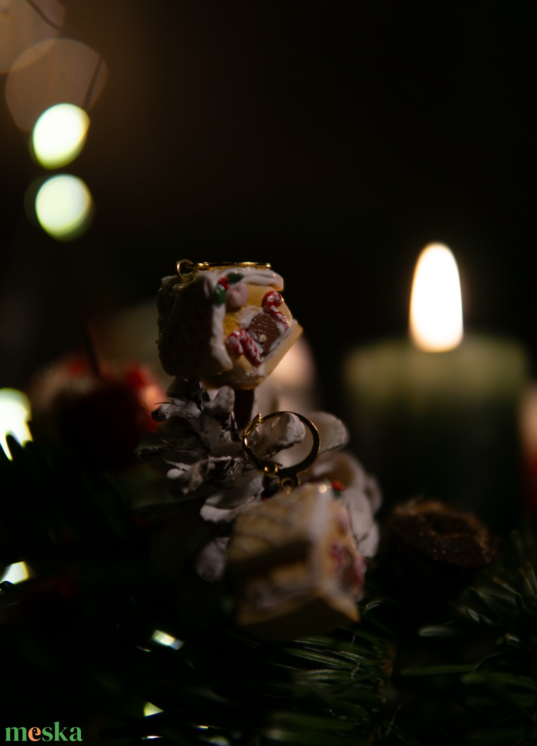 Apró mézeskalács házikó fülbevaló  - ékszer - fülbevaló - lógó fülbevaló - Meska.hu