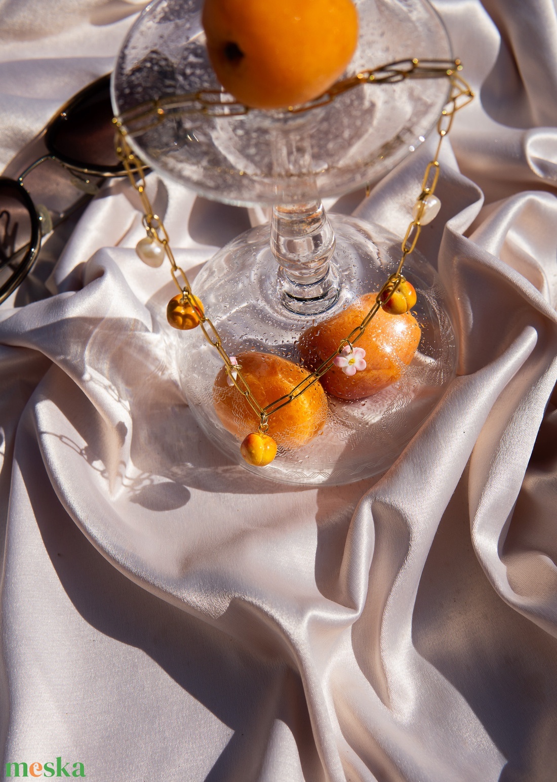 Barackos nemesacél nyaklánc �� - ékszer - nyaklánc - gyöngyös nyaklánc - Meska.hu