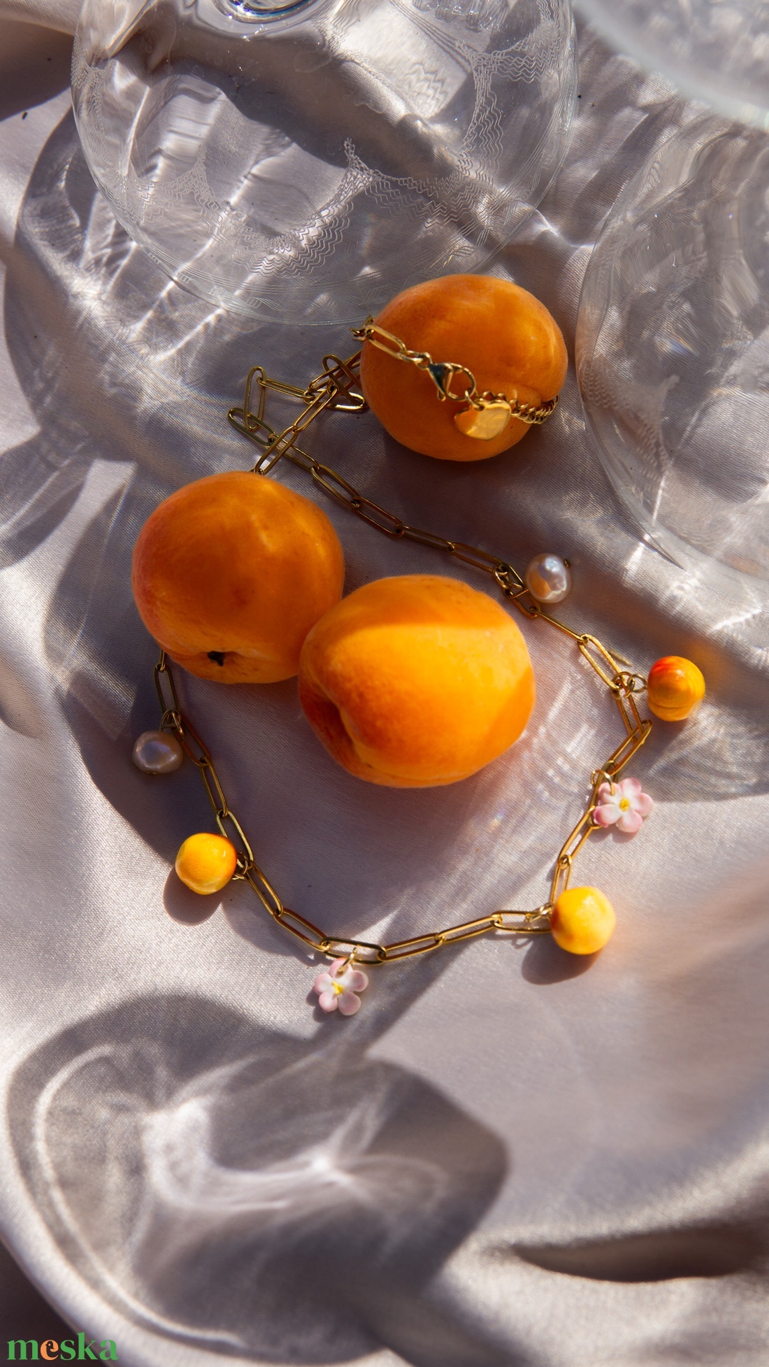 Barackos nemesacél nyaklánc �� - ékszer - nyaklánc - gyöngyös nyaklánc - Meska.hu