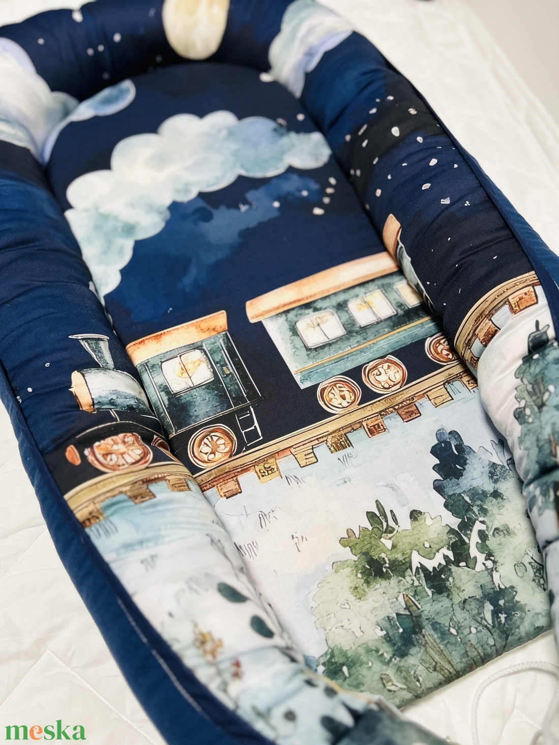 Babafészek vonat - baba - mama - baba ágynemű - babafészek - Meska.hu