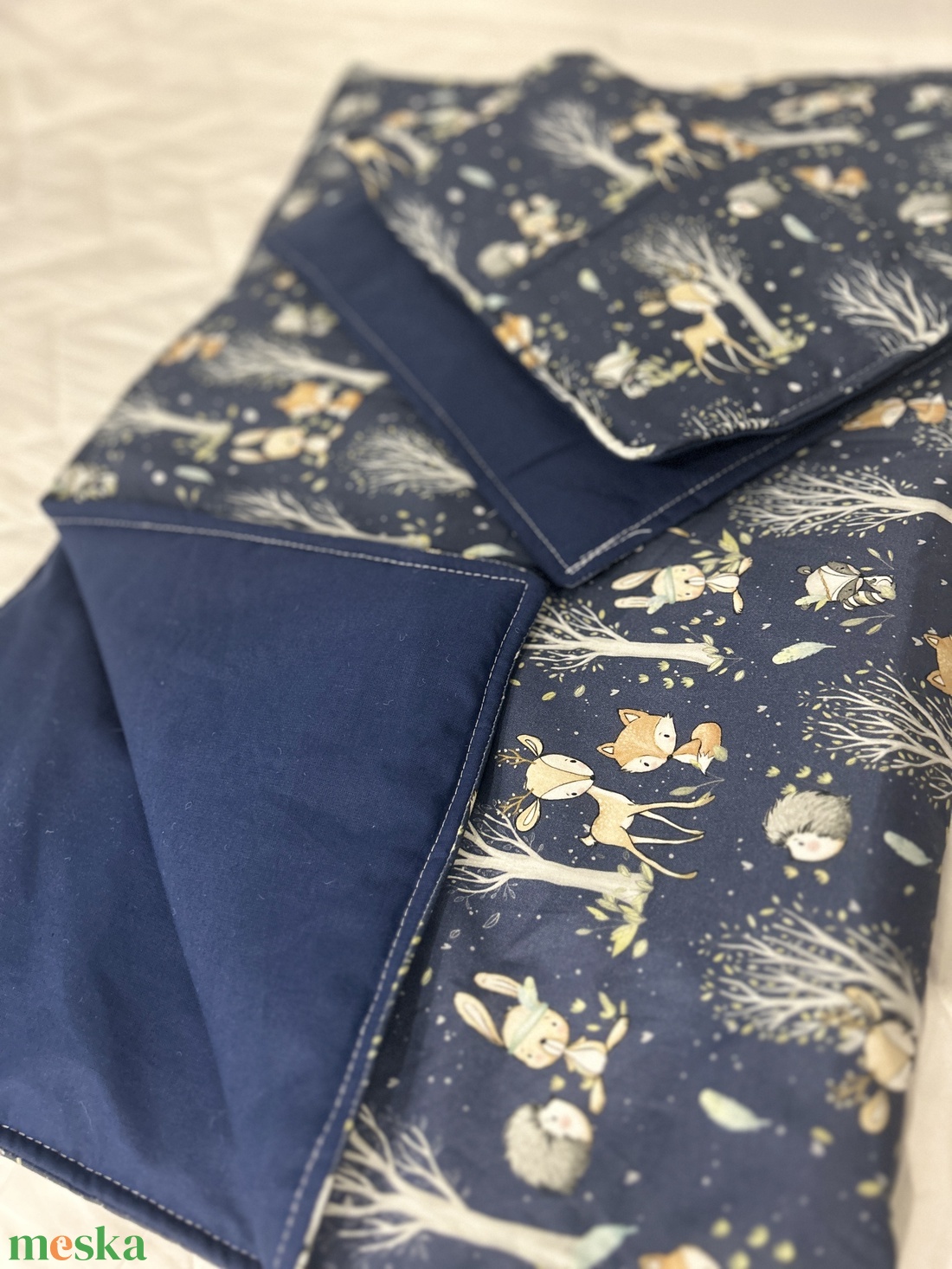 Takaró és párna szett kék erdő - baba - mama - baba ágynemű - szett kiságyba - Meska.hu